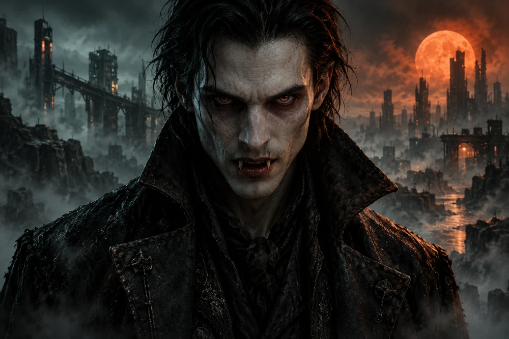 Vampiros em uma atmosfera de terror futurista